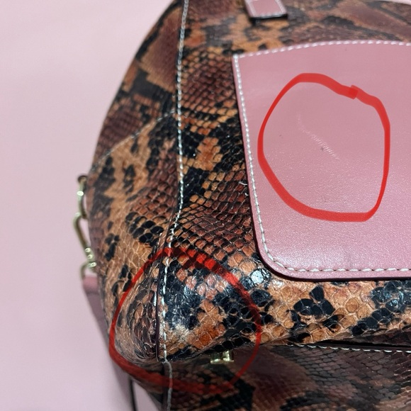 Frances Valentine Sabrina Snake Embossed Leather Satchel-Pink - Picture 9 of 14